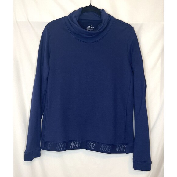 Nike Dri-Fit Women’s Medium Sweatshirt Funnel Cowl Neck Blue - Picture 1 of 7
